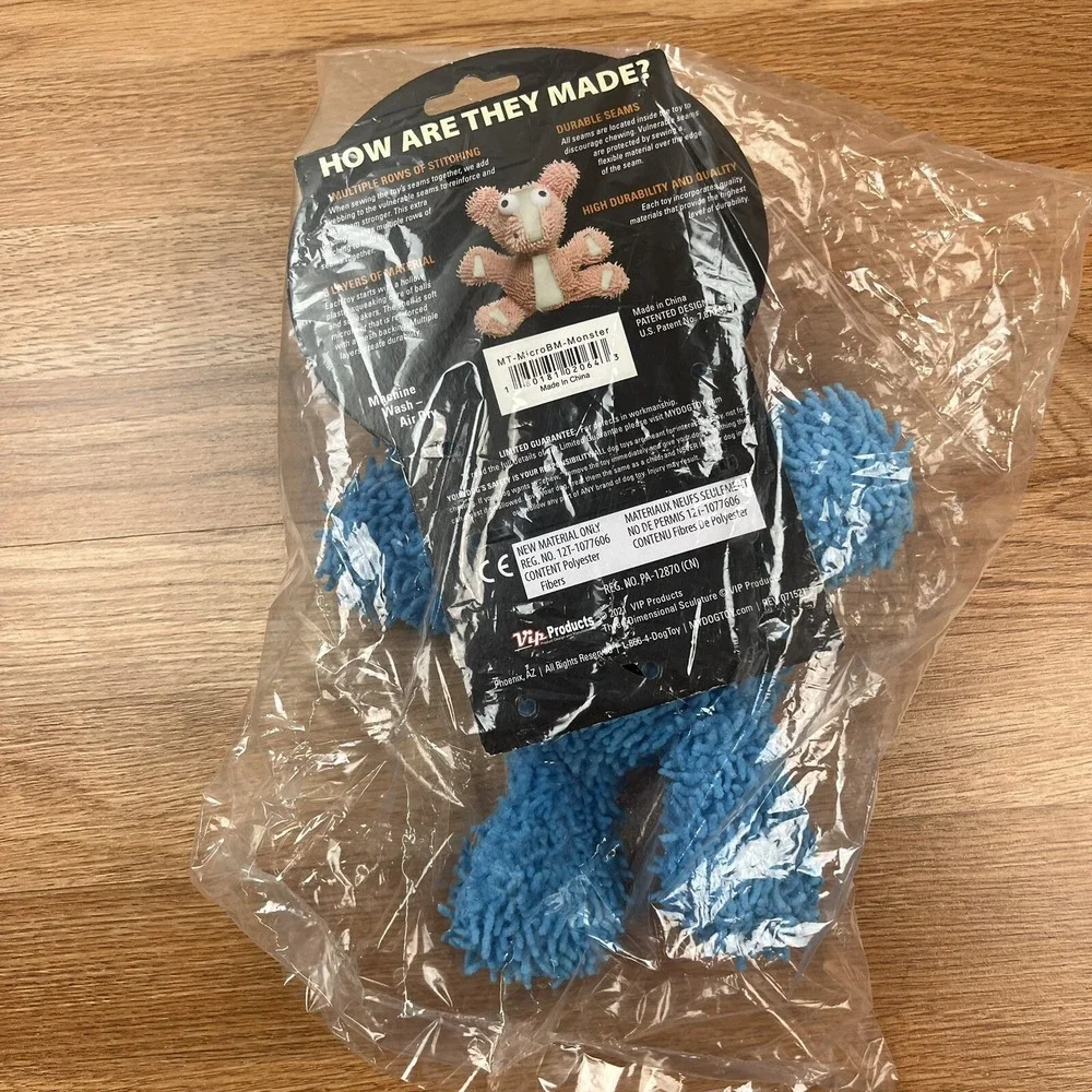 Tuffy Mighty Micro Fiber‎ Ball Monster Dog Squeaker Toy Durable Floats M-L NEW